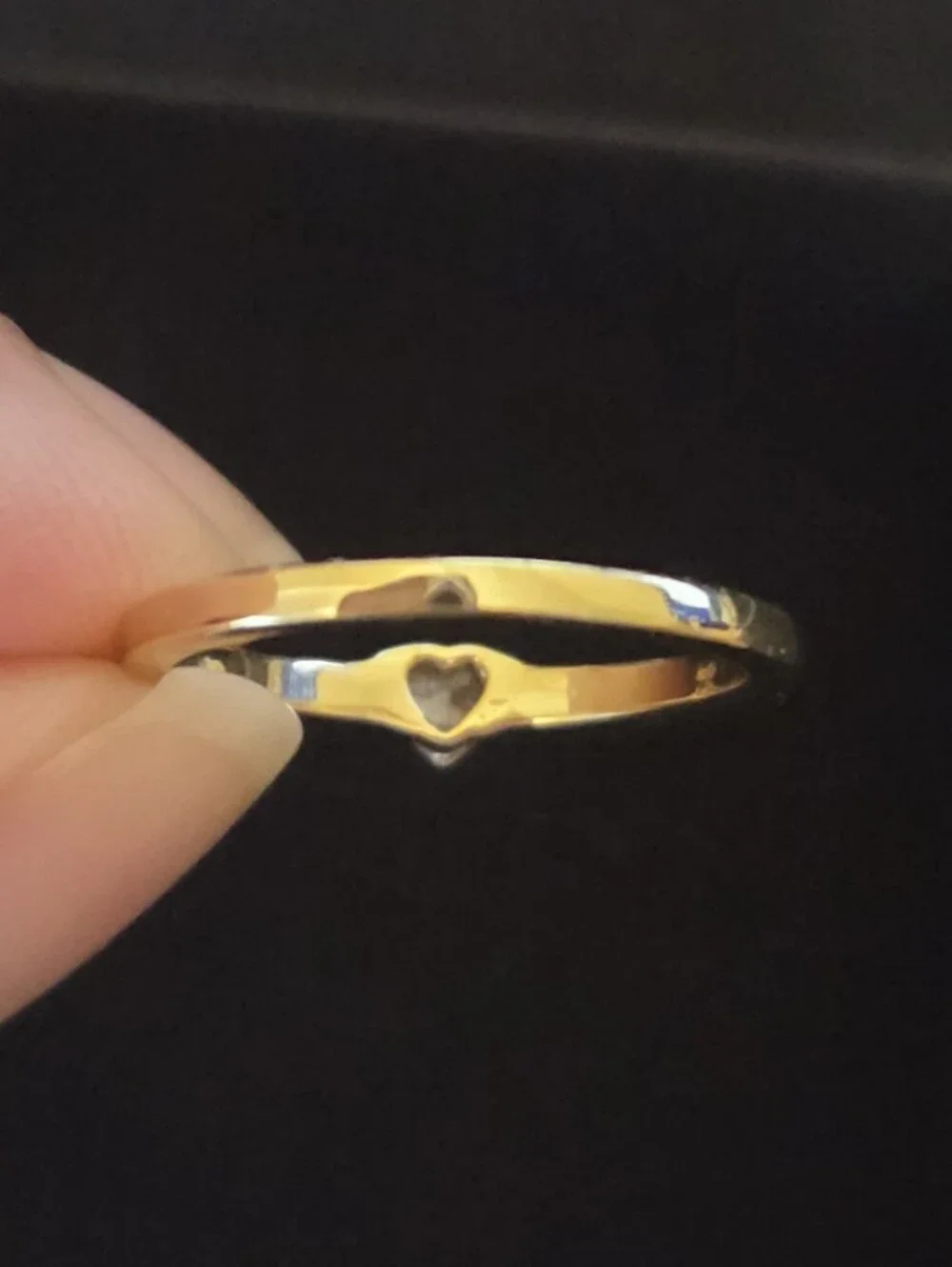 Gold Tone Heart Solitaire Ring with Tension Set CZ Size 6 NIB
